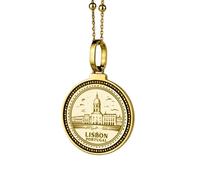 LKBEADS Collana con ciondolo rotondo da 28 mm in argento sterling 925 con incisione Kanji e virtù morale, placcato oro, per uomo e donna, con cavo da 45 cm, gioiello fatto a mano |LK_ENGP_0378