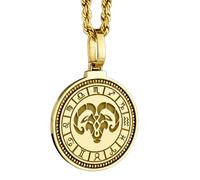 LKBEADS Collana con ciondolo rotondo da 28 mm in argento sterling 925 con mappa della speranza incisa, placcato oro, per uomo e donna, con cavo da 45 cm, gioiello fatto a mano |LK_ENGP_0270