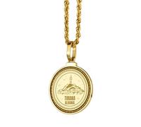 LKBEADS Collana con ciondolo rotondo da 28 mm in argento sterling 925 con sigillo dei 7 arcangeli incisi, placcato oro, per uomo e donna, con cavo da 45 cm, gioiello fatto a mano |LK_ENGP_0560