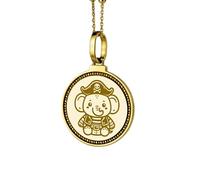 LKBEADS Collana con ciondolo rotondo da 28 mm in argento sterling 925 con stella polare nautica e bussola incisa, placcato oro, per uomo e donna, con cavo da 45 cm |LK_ENGP_0539