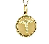 LKBEADS Collana con ciondolo rotondo da 28 mm in argento sterling 925 raffigurante il Monte della Santa Croce, placcato oro, con cavo da 45 cm (18 pollici), gioiello fatto a mano |LK_ENGP_0712