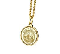 LKBEADS Collana con ciondolo rotondo inciso Little Bear Peak in argento sterling 925, diametro 28 mm, placcato oro, per uomo e donna, con cavo da 45 cm, gioiello fatto a mano |LK_ENGP_0669