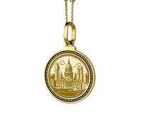 LKBEADS Collana con ciondolo rotondo inciso Sofia Bulgaria in argento sterling 925, diametro 28 mm, placcato oro, per uomo e donna, con cavo da 45 cm, gioiello fatto a mano |LK_ENGP_0279