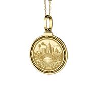 LKBEADS Collana con ciondolo rotondo Uncompahgre Peak inciso in argento sterling 925, diametro 28 mm, placcato oro, per uomo e donna, con cavo da 45 cm, gioiello fatto a mano |LK_ENGP_0307