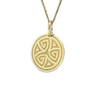 LKBEADS Collana con pendente a spirale celtica|LK_NLC_00011 | Medaglione rotondo a tripla spirale inciso da 24 mm, placcato oro, catena a maglie da , spessore 15 mm, stile antico
