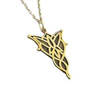 LKBEADS Collana con pendente minimalista Arwen Eflique Evenstar in argento sterling 925, dalla forma particolare, con catena a maglia da 45 cm e ciondolo placcato oro. Un |LKD_3DM_00253