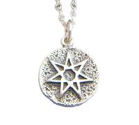 LKBEADS Collana con stella fatata in argento sterling 925, piccolo ciondolo amuleto. Fata. Gioielli con settogramma wiccan. Stratificazione. Ciondolo con magia bianca e astrologia | con catena da 18