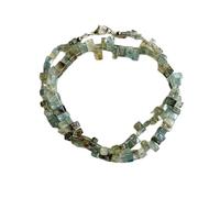 LKBEADS Collana di perle di acquamarina blu e verde, forma rettangolare, multicolore 3x4-10x4mm | Collana di perle fatte a mano da 43 cm |LKSLF_NCK_00092