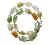LKBEADS Collana di perle di acquamarina multicolore a forma burattata 11-12x20mm | Collana di perle fatte a mano da 17 pollici |LKSLF_NCK_00118