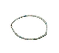 LKBEADS Collana di perle di acquamarina multicolore Heishi, forma quadrata, colore verde, 4-5 mm | Collana di perle fatte a mano, 45 cm |LKSLF_NCK_00519