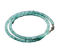 LKBEADS Collana di perle di apatite a forma di pneumatico, colore blu acquamarina, 5 mm | Collana di perle fatte a mano, 45 cm |LKSLF_NCK_00040