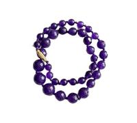 LKBEADS Collana di perle di giada ametista, forma rotonda, colore blu, 8-13 mm | Collana di perle fatte a mano, 45 cm |LKSLF_NCK_00251
