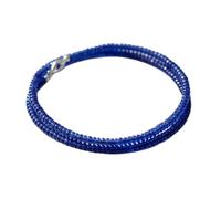LKBEADS Collana di perle di giada blu a forma di rondella, colore blu, 3-4 mm | Collana di perle fatte a mano, 43 cm |LKSLF_NCK_00359