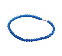LKBEADS Collana di perle di giada blu, forma rotonda, colore blu, 10 mm | Collana di perle fatte a mano, 45 cm |LKSLF_NCK_00471