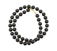 LKBEADS Collana di perle di onice mate, forma rotonda, colore nero, 10 mm | Collana di perle fatte a mano, lunghezza 50 cm |LKSLF_NCK_00146