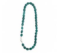 LKBEADS Collana di perle di onice verde, forma ovale, colore verde, 9x11 mm | Collana di perle fatte a mano, 43 cm |LKSLF_NCK_00456