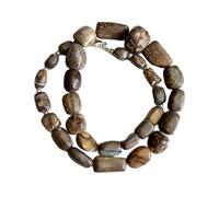 LKBEADS Collana di perle di opale Matrix, forma burattata, colore marrone, 6x8-12x18 mm | Collana di perle fatte a mano, 43 cm |LKSLF_NCK_00283
