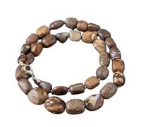 LKBEADS Collana di perle di opale Matrix, forma burattata, colore marrone, 7x10-12x14 mm | Collana di perle fatte a mano, 43 cm |LKSLF_NCK_00252