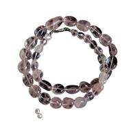 LKBEADS Collana di perle di quarzo rosa burattate, colore rosa, 7-20x11 mm | Collana di perle fatte a mano, 45 cm |LKSLF_NCK_00032