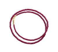 LKBEADS Collana di perle di quarzo rubino a forma di rondella, colore rosa, 3-4 mm | Collana di perle fatte a mano, 50 cm |LKSLF_NCK_00110