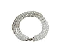 LKBEADS Collana di perle di quarzo trasparente a forma di rondella, colore trasparente, 8-14 mm | Collana di perle fatte a mano, 45 cm |LKSLF_NCK_00262