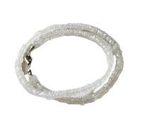 LKBEADS Collana di perle di quarzo trasparente Heishi, forma quadrata, colore trasparente, 3-4 mm | Collana di perle fatte a mano, 43 cm |LKSLF_NCK_00204