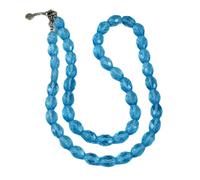 LKBEADS Collana di perle di topazio blu a forma esagonale, colore blu acquamarina, 11x8-16x14 mm | Collana di perle fatte a mano, lunghezza 22 pollici |LKSLF_NCK_00001