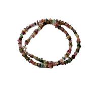 LKBEADS Collana di perle di tormalina multicolore a forma di pepita, 4 mm | Collana di perle fatte a mano, 43 cm |LKSLF_NCK_00374