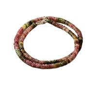 LKBEADS Collana di perle di tormalina multicolore a forma di pneumatico da 5 mm | Collana di perle fatte a mano da 45 cm |LKSLF_NCK_00077