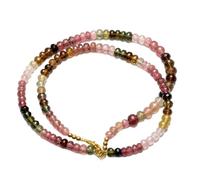 LKBEADS Collana di perle di tormalina multicolore a forma di rondella, 6 mm | Collana di perle fatte a mano, 45 cm |LKSLF_NCK_00162