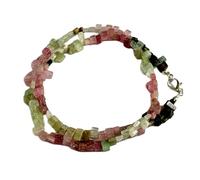 LKBEADS Collana di perle di tormalina multicolore, forma rettangolare, 2x6-4x6 mm | Collana di perle fatte a mano, 43 cm |LKSLF_NCK_00101