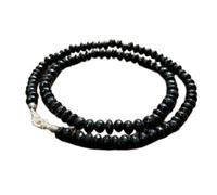 LKBEADS Collana di perle di tormalina nera a forma di rondella, colore nero, 10 mm | Collana di perle fatte a mano, 43 cm |LKSLF_NCK_00360