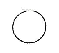 LKBEADS Collana di perle di tormalina nera a forma di rondella, colore nero, 7 mm | Collana di perle fatte a mano, 43 cm |LKSLF_NCK_00507
