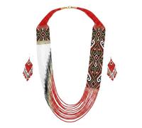 LKBEADS Collana e orecchini Royal Noir Arabesque Cascade Ukrainian Gerdan, set di perline tradizionali, multicolore, fatti a mano |LK_UKRN_0796