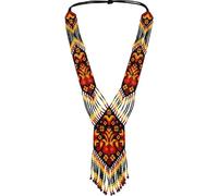 LKBEADS Collana Gerdan ucraina con fiori di fuoco, perline tradizionali, gioielli ucraini multicolore fatti a mano |LK_UKRN_0713