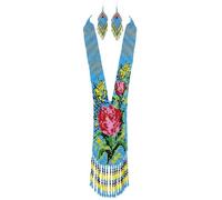 LKBEADS Collana Gerdan ucraina con motivo emblema popolare e set di orecchini, perline tradizionali, gioielli ucraini multicolore fatti a mano |LK_UKRN_0543