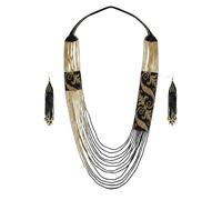 LKBEADS Collana Gerdan ucraina con volute barocche e set di orecchini con perline, gioielli tradizionali, multicolore, fatti a mano, filo di perline, gioielli ucraini |LK_UKRN_0362