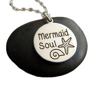 LKBEADS Collana in argento sterling 925 con anima di sirena, piccola stella marina, conchiglia, spiaggia, semplice, gioiello estivo, mare, mistico, ciondolo sirena, oceano, regalo | con catena da 18