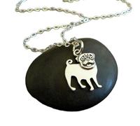 LKBEADS Collana in argento sterling 925 con ciondolo a forma di carlino, piccolo cane, razza canina, regalo per il proprietario, animale sorridente, amore, delicato, gioiello per tutti i giorni | con