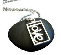 LKBEADS Collana in argento sterling 925 con scritta Love. Piccoli gioielli ispiratori. Citazione ispiratrice. Piccola etichetta con una parola semplice. Ciondolo con ciondolo per tutti i giorni.