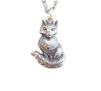 LKBEADS Collana in argento sterling 925 con volpe seduta. Animale spirituale realistico. Ciondolo con simbolo di potere. Semplice, forte, adattabile, spiritoso, regalo con ciondolo | con catena da 18