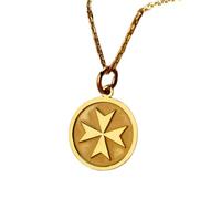 LKBEADS Collana in argento sterling 925 da 24 mm|catena da 18 pollici|ciondolo a croce maltese|collana di protezione|cavalieri di Malta|compleanno|gioielli fatti a mano placcati in oro|LK_PNK_00990