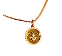 LKBEADS Collana in argento sterling 925 da 24 mm | catena da 18 pollici | ciondolo a forma di miele d'api, ciondolo giallo per la mamma | placcatura in oro fatta a mano | LK_PNK_01430