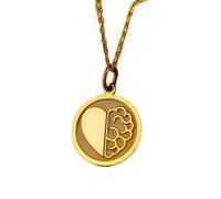 LKBEADS Collana in argento sterling 925 da 24 mm | catena da 18 pollici | ciondolo cuore e mente cervello amore emozione logica gioielli || placcatura in oro fatta a mano | LK_PNK_01195