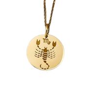 LKBEADS Collana in argento sterling 925 da 24 mm | catena da 18 pollici | ciondolo scorpione astrologia | segno zodiacale migliore amico | costellazione | placcatura in oro zodiacale | L_02047