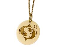 LKBEADS Collana in argento sterling 925 da 24 mm | catena da 18 pollici | ciondolo segno zodiacale dei pesci | compleanno dei pesci | ciondolo oroscopo astrologia | placcatura in oro | L_02046