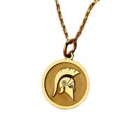 LKBEADS Collana in argento sterling 925 da 24 mm | catena da 18 pollici | elmo spartano | elmo spartano | ciondolo guerriero spartano | antica Grecia | donna | gioielli placcati in oro | L_01244