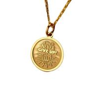 LKBEADS Collana in argento sterling 925 da 24 mm | catena da 18 pollici | non arrenderti mai, forza femminile motivazionale, compleanno | gioielli fatti a mano placcati in oro | LK_PNK_00997