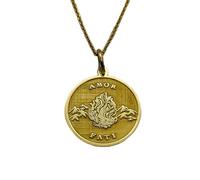 LKBEADS Collana in argento sterling 925 da 25 mm | catena da 18 pollici | ciondolo filosofia amor fati | gioielli stoici | ciondolo moneta memento mori | placcatura in oro | 00970
