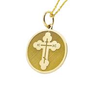 LKBEADS Collana in argento sterling 925 da 26 mm|catena da 18 pollici|ciondolo a croce|collana|gioielli religiosi|grazioso ciondolo unisex|gioielli fatti a mano con placcatura in oro|LK_PNK_00715